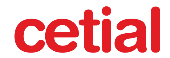 Logo da marca: "cetial" escrito com um vermelho bem forte
